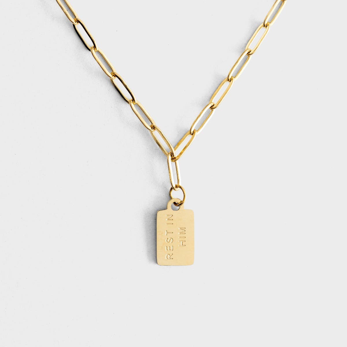 Rest in Him Mini Tag Necklace