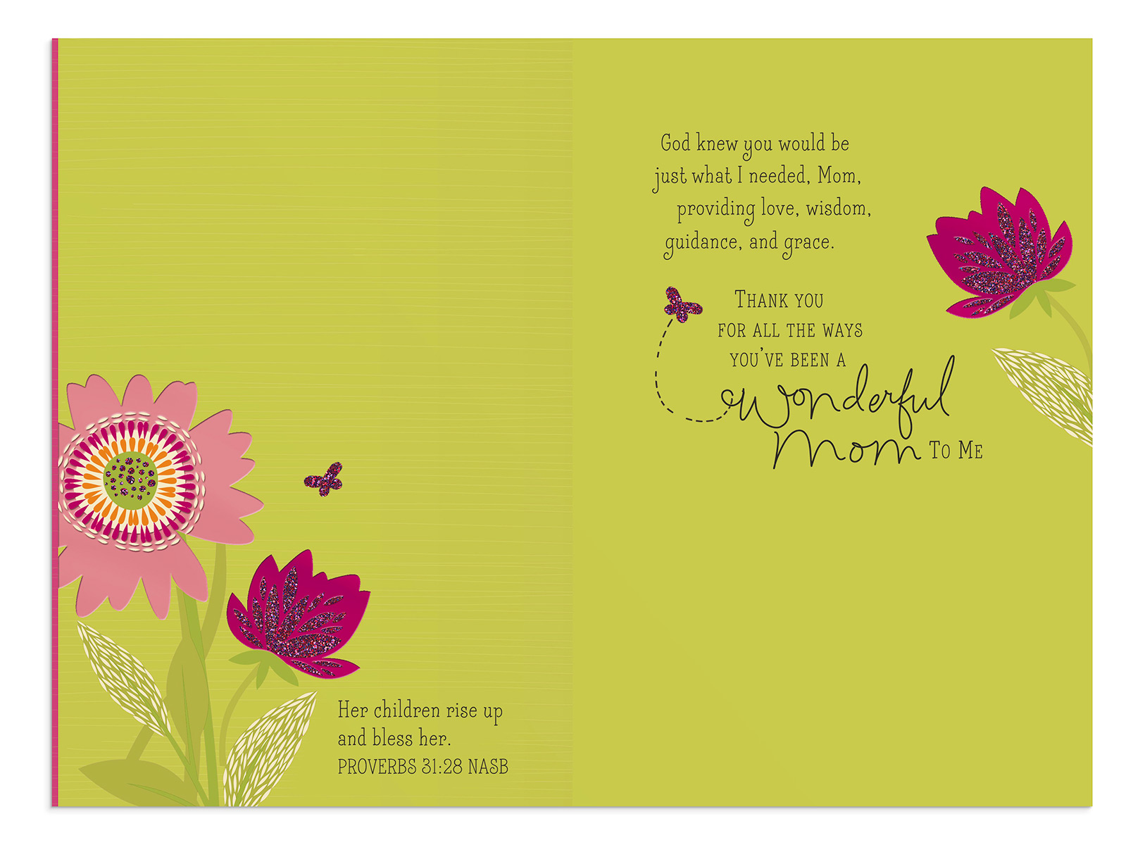 Mother's Day - For a Wonderful Mom - 1 Greeting Card