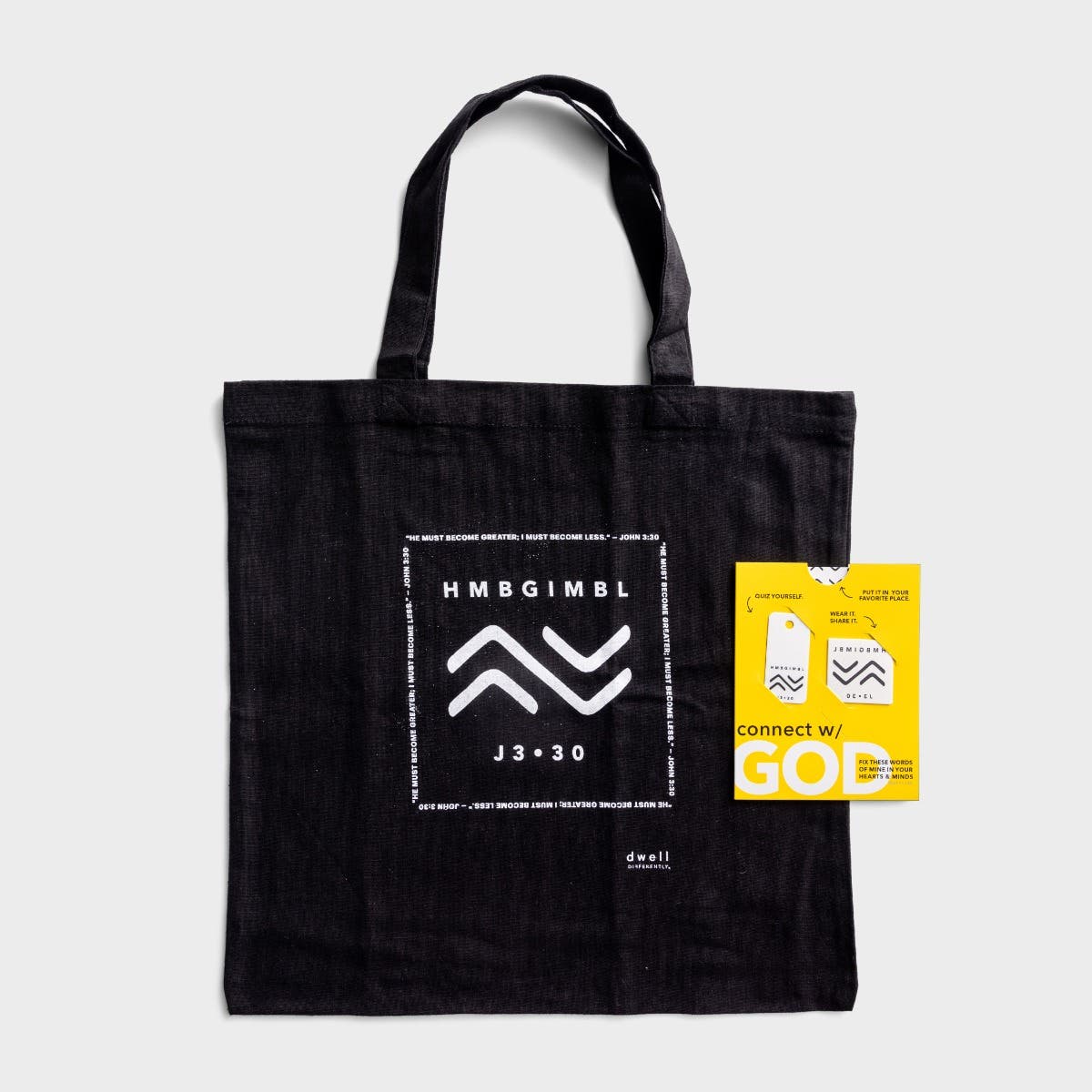 Dwell Differently - John 3:30 Tote + Scripture Memory Verse Tattoos - Gift Set