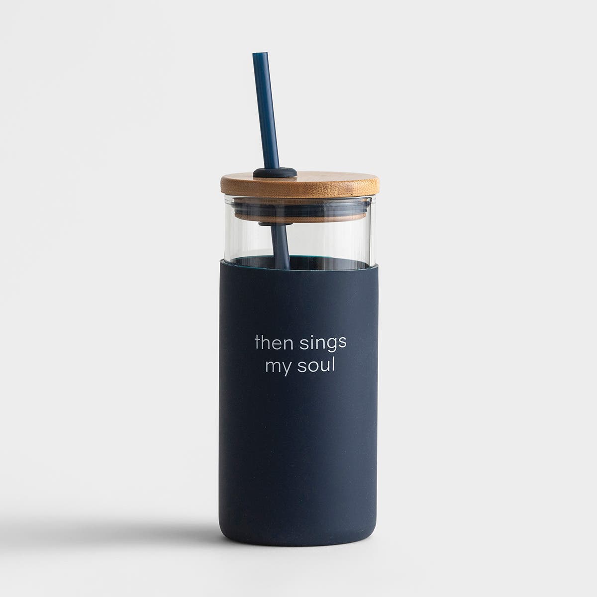 Then Sings My Soul - 18oz Glass Tumbler with Bamboo Lid and Straw