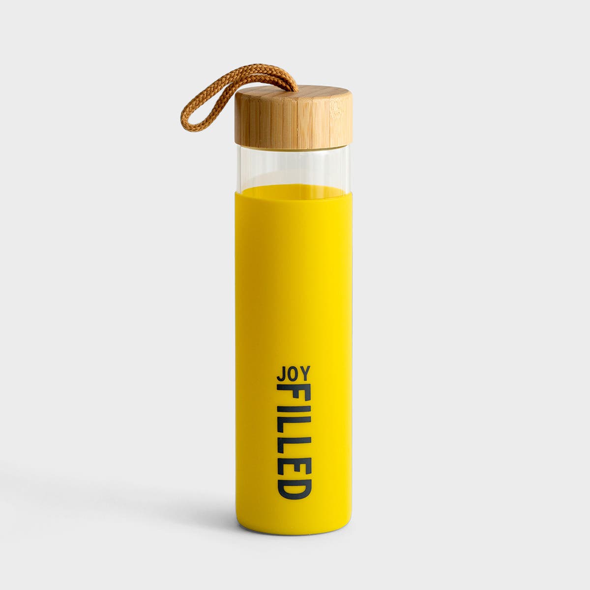 Joy Filled - Glass Water Bottle with Bamboo Lid