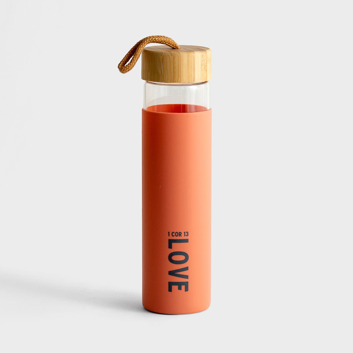 Love - Glass Water Bottle with Bamboo Lid