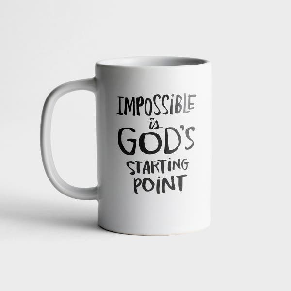 Impossible is God's Starting Point - True and Write Mug