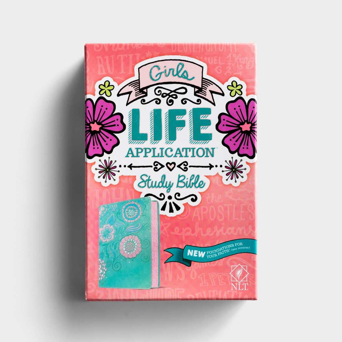 NLT Girls Life Application Study Bible - LeatherLike, Teal Floral