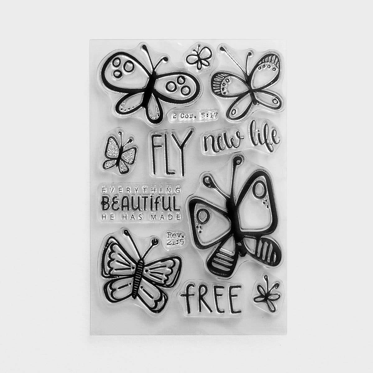 Illustrated Faith - Fly Free - Clear Stamps, Set of 13