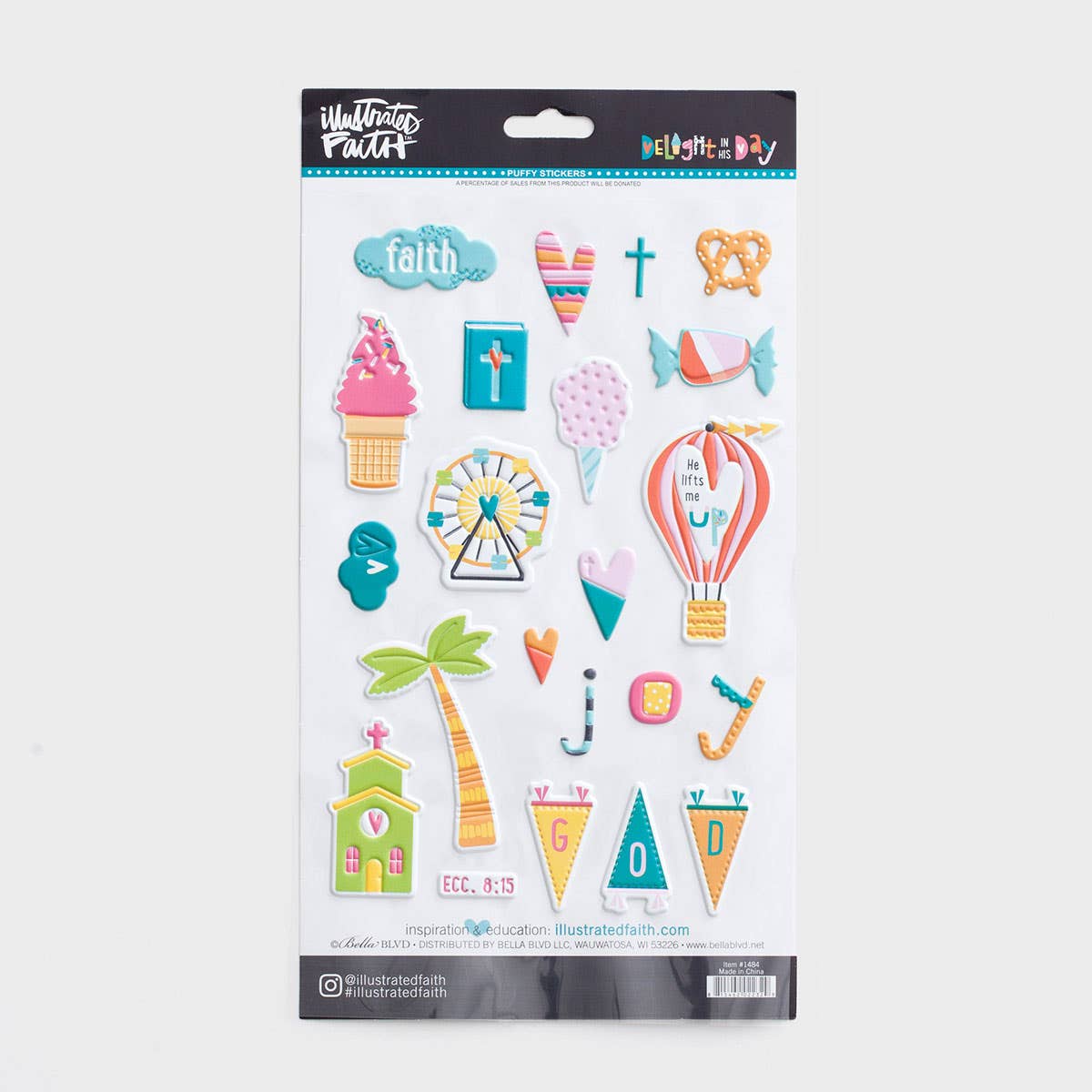 Illustrated Faith - Delight in His Day - 22-Piece Puffy Stickers