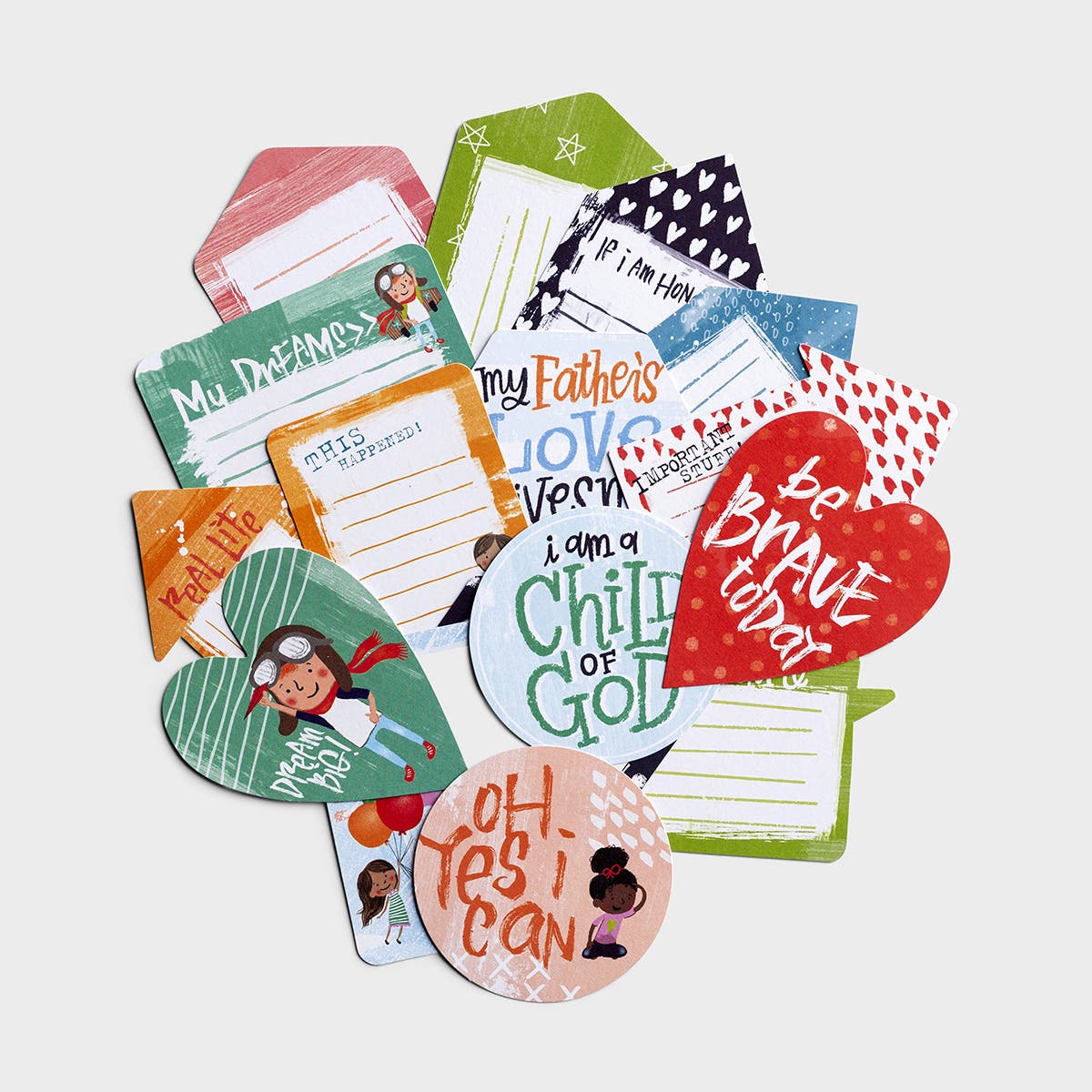 Illustrate your faith with these 'Shapes' Bible journaling tip-ins from the Illustrated Faith 'Childlike Faith' collection. These inspirational tip-ins, with their colorful, assorted shapes, make wonderful bookmark reminders in the pages of your journalin