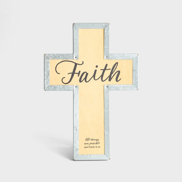 Faith - Wood & Metal Cross