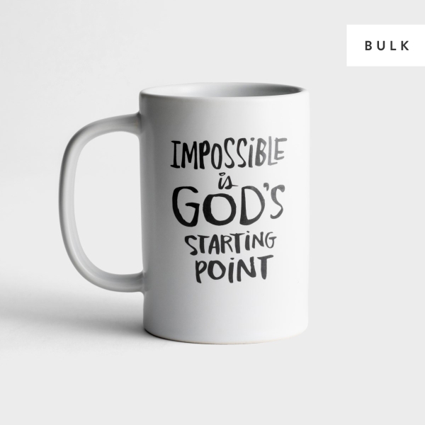 Impossible Is God's Starting Point - 12 Mugs - Bulk Discount