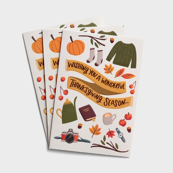 Thanksgiving - A Wonderful Season - 3 Greeting Cards