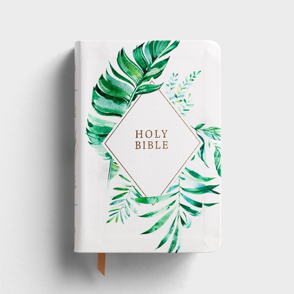KJV On-The-Go Bible - White Floral Textured LeatherTouch