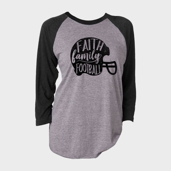 Faith, Family, Football - Vintage Black & Heather Raglan T-Shirt