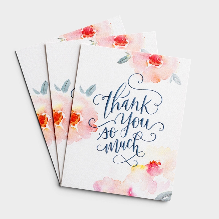 Thank You - Pink Floral - 3 Premium Studio 71 Cards