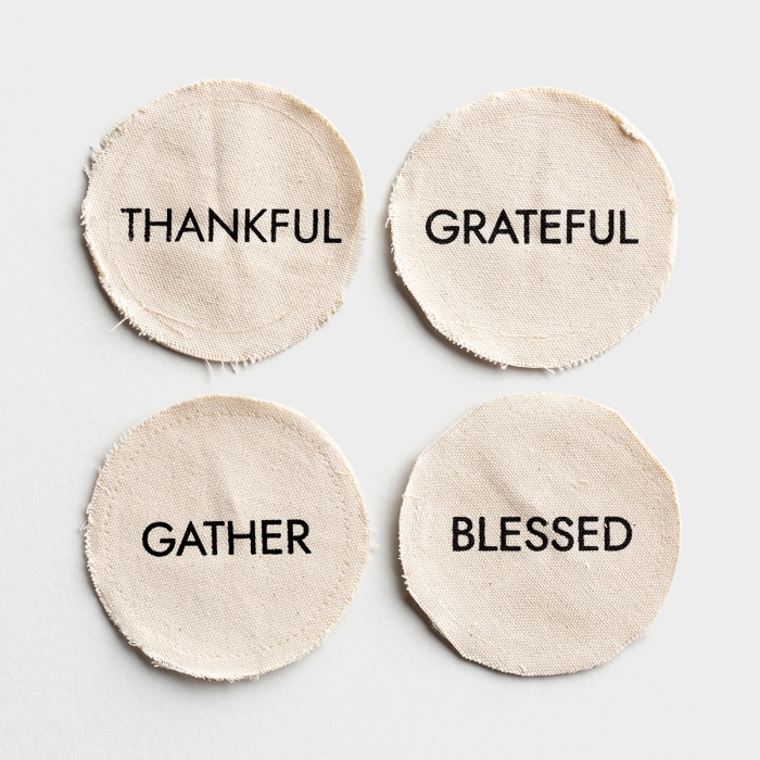 Thankful - Canvas Coasters - Set of 4