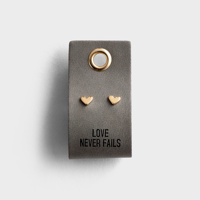 Love Never Fails - Heart Stud Earrings