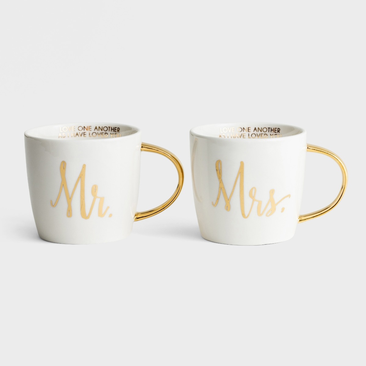 Mr. and Mrs. - Ceramic Mug Set with Gold Handles