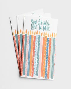 Katygirl - Birthday - Your Life Adds Light - 3 Greeting Cards