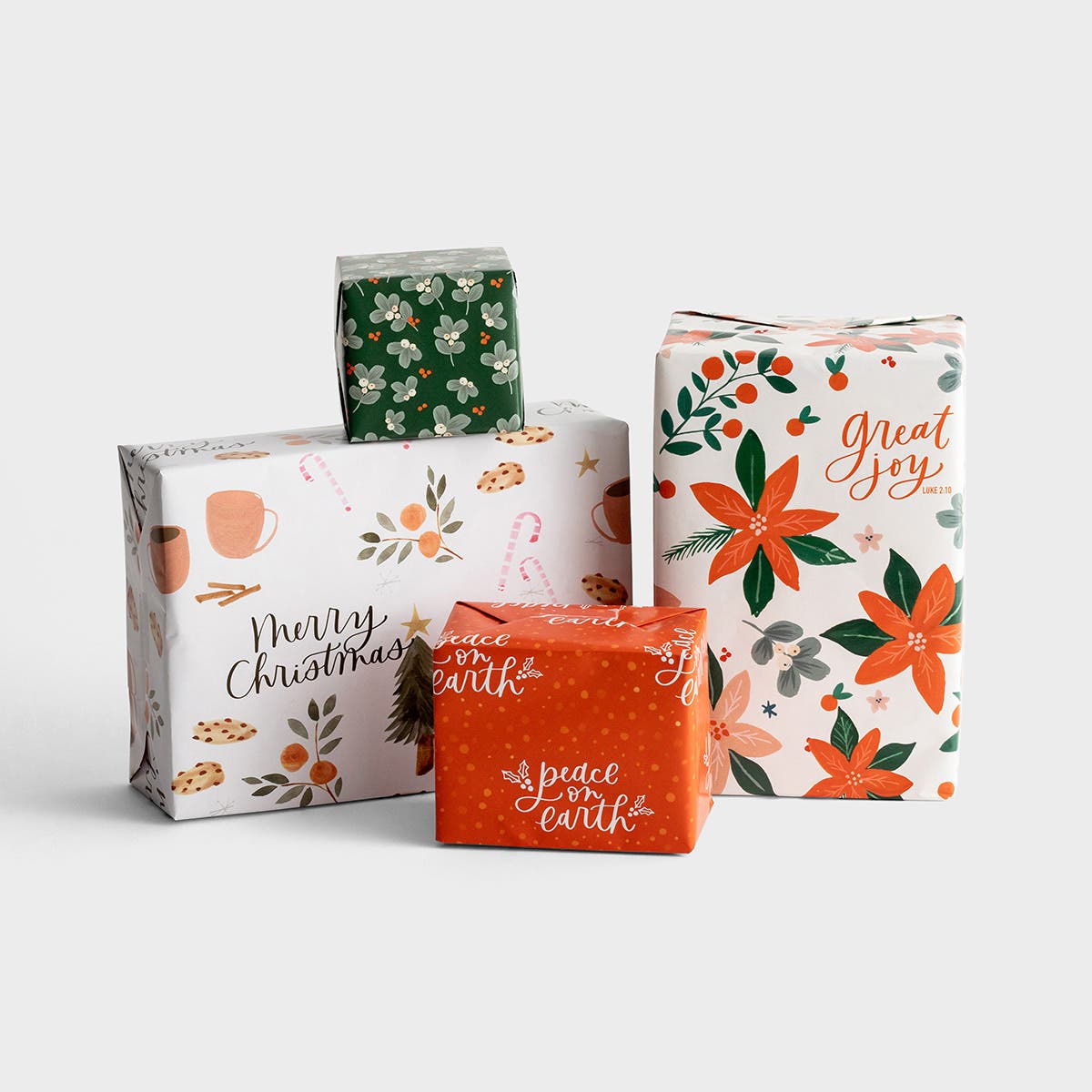 DaySpring - Studio 71 - Festive Florals - 4 Reversible Christmas Wrapping  Paper Roll Set 