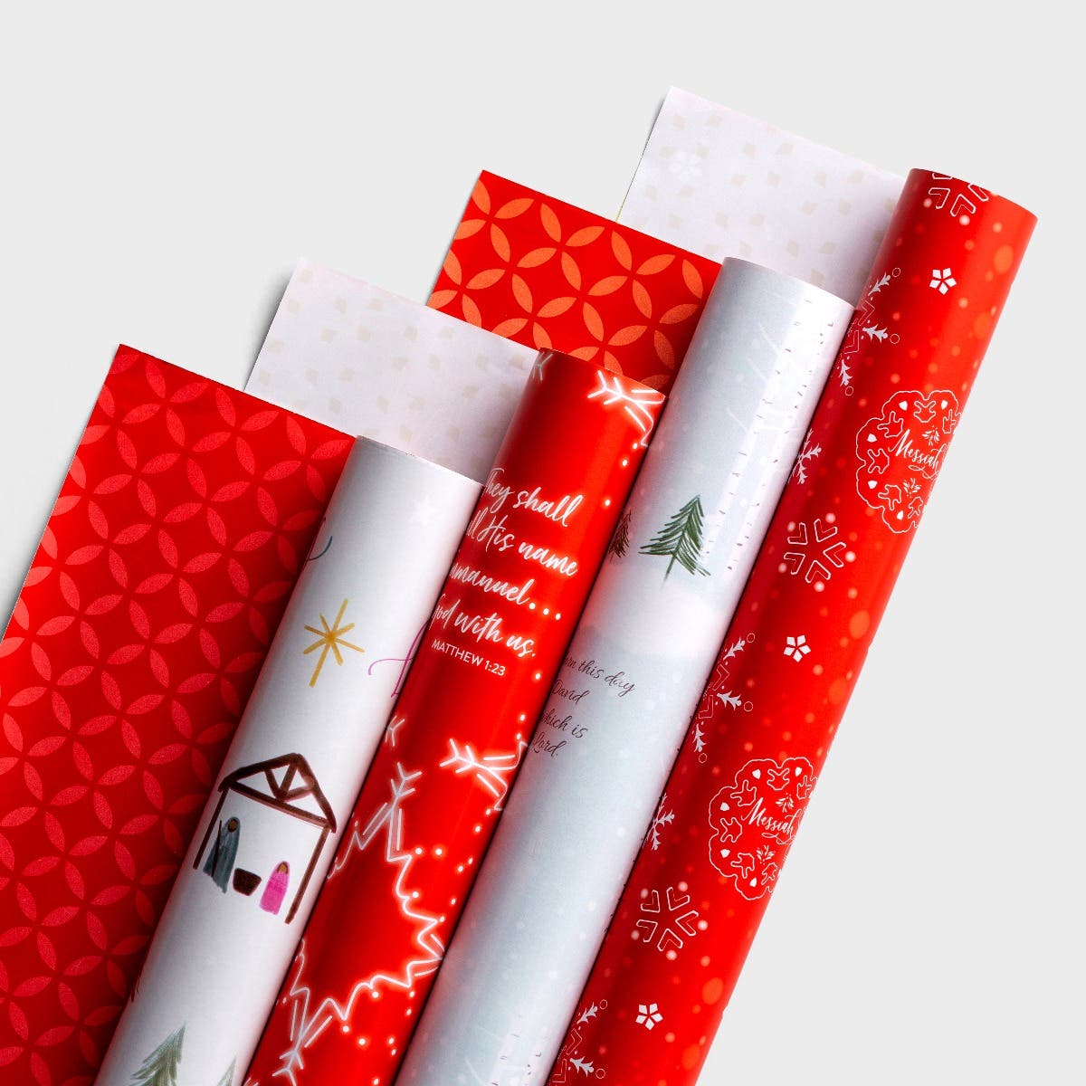 Traditional Christmas Wrapping Paper - 4 Roll Bundle