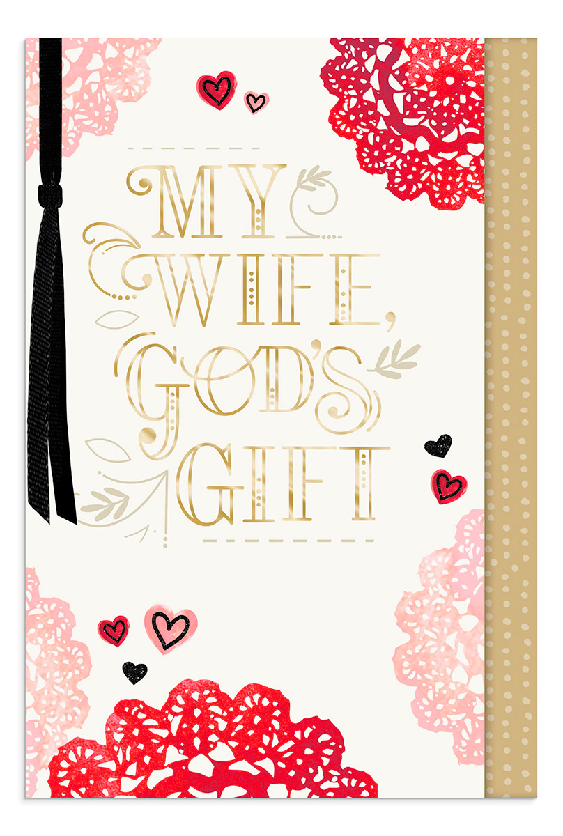 Valentine's Day - Wife - God's Gift - 1 Greeting Card