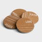 Faith, Hope, Love, Peace - Cork & Metal Coasters, Set of 4