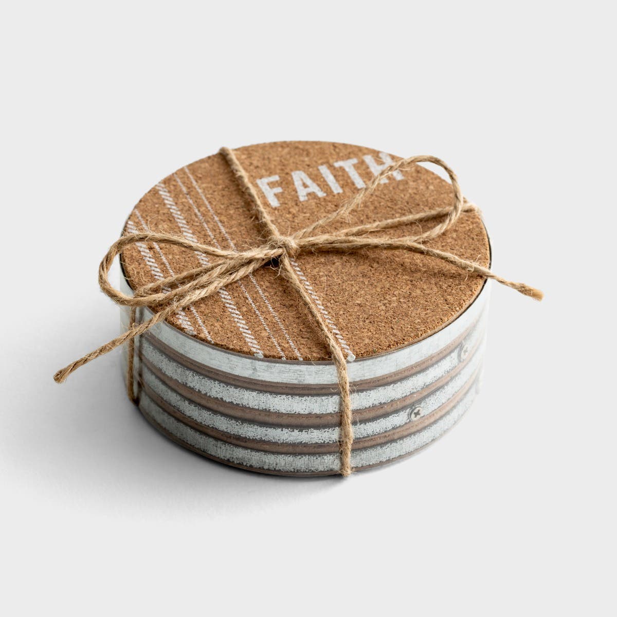 Faith, Hope, Love, Peace - Cork & Metal Coasters, Set of 4