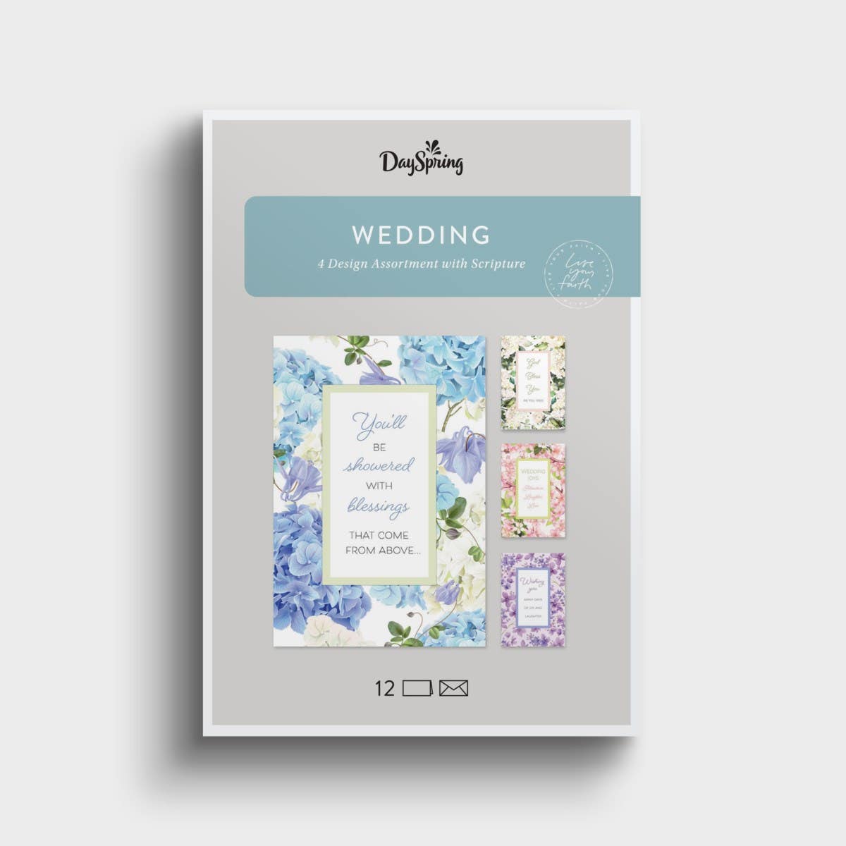 Wedding - Showered With Blessings - 12 Boxed Cards and Envelopes