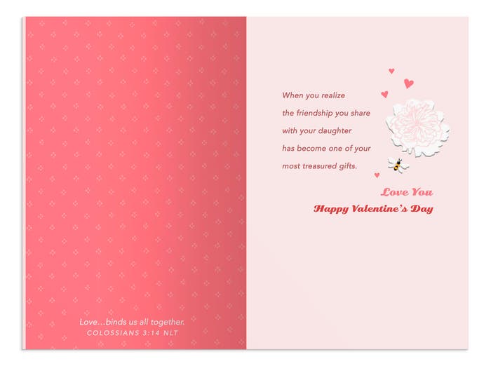 Valentine's Day - Daughter - Treasured Gift - 1 Greeting Card