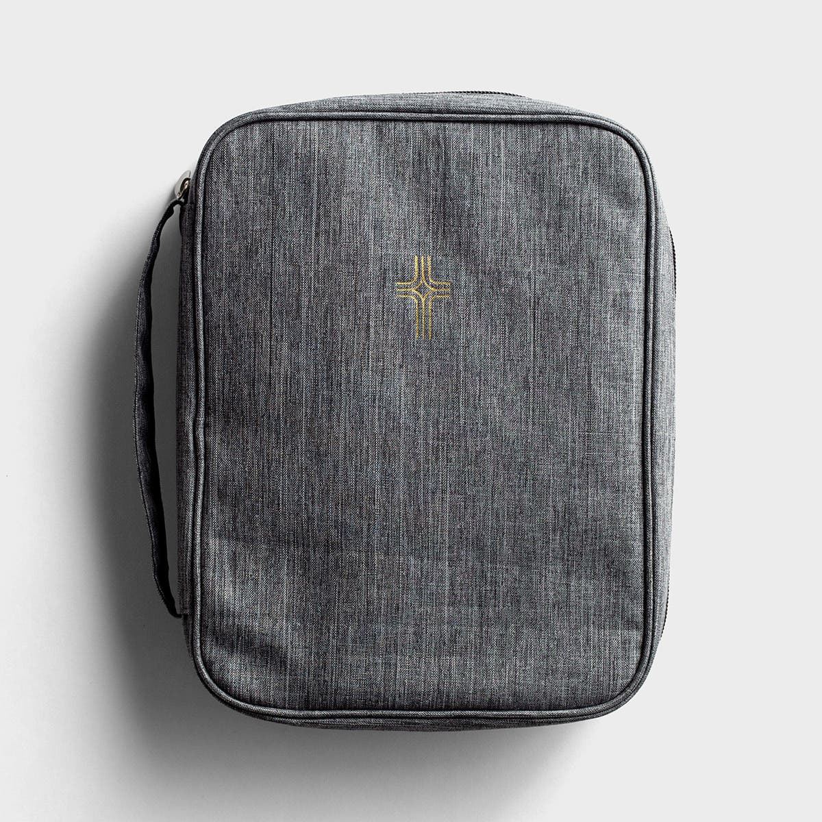 Gold Cross - Gray Canvas Bible Cover