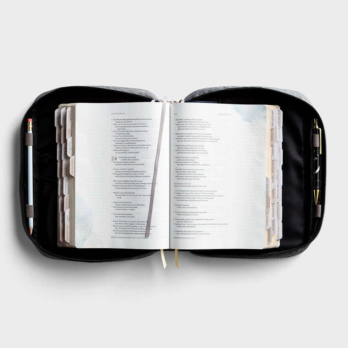 Gold Cross - Gray Canvas Bible Cover