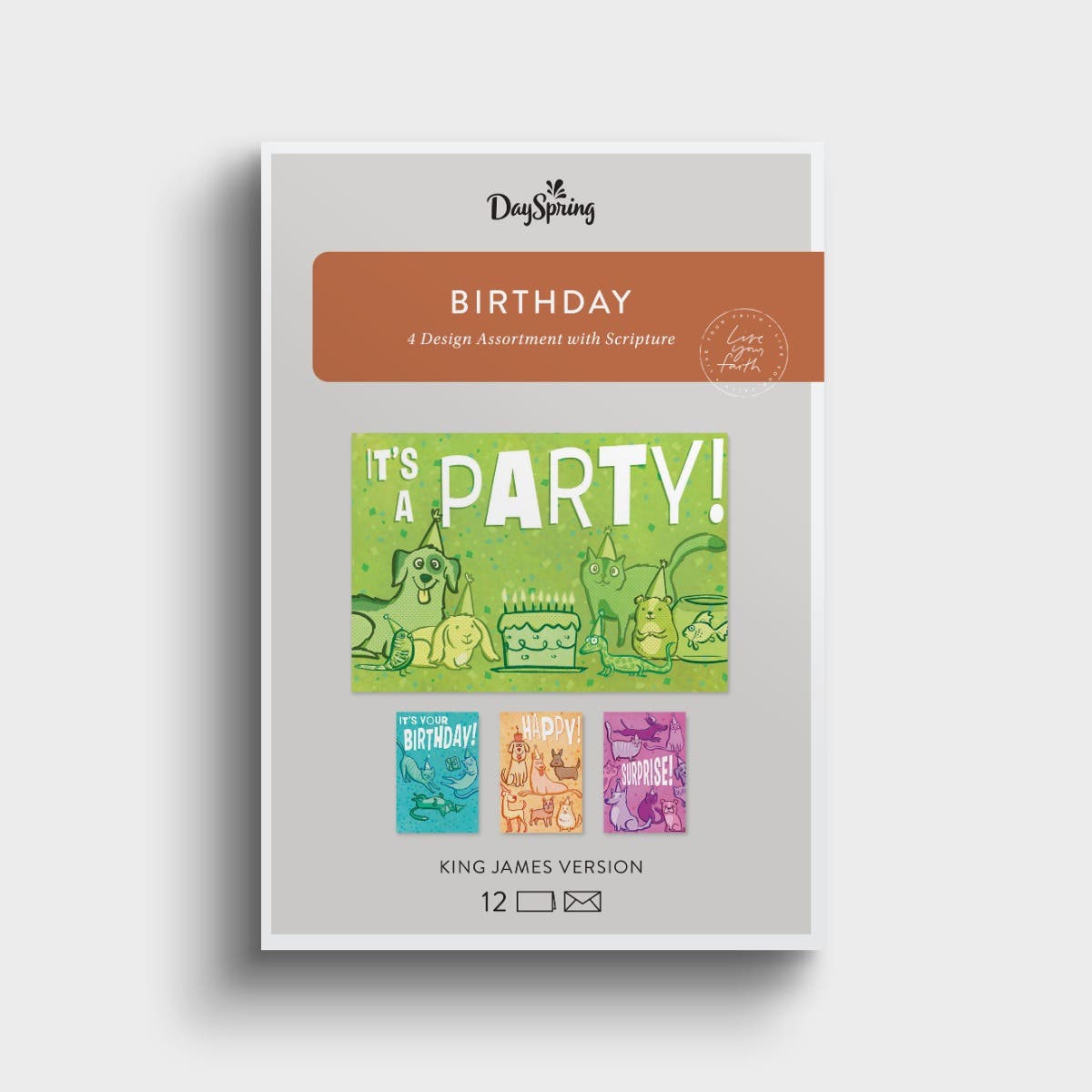 Birthday - Pet Party - 12 Boxed Cards and Envelopes, KJV