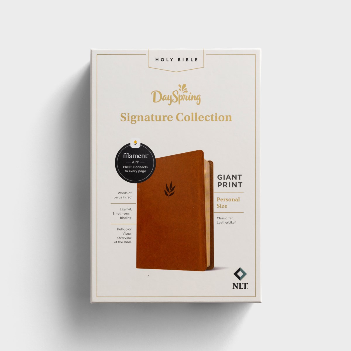 NLT - DaySpring Signature Collection - Personal Size Giant Print Bible - Tan LeatherLike - Filament Enabled
