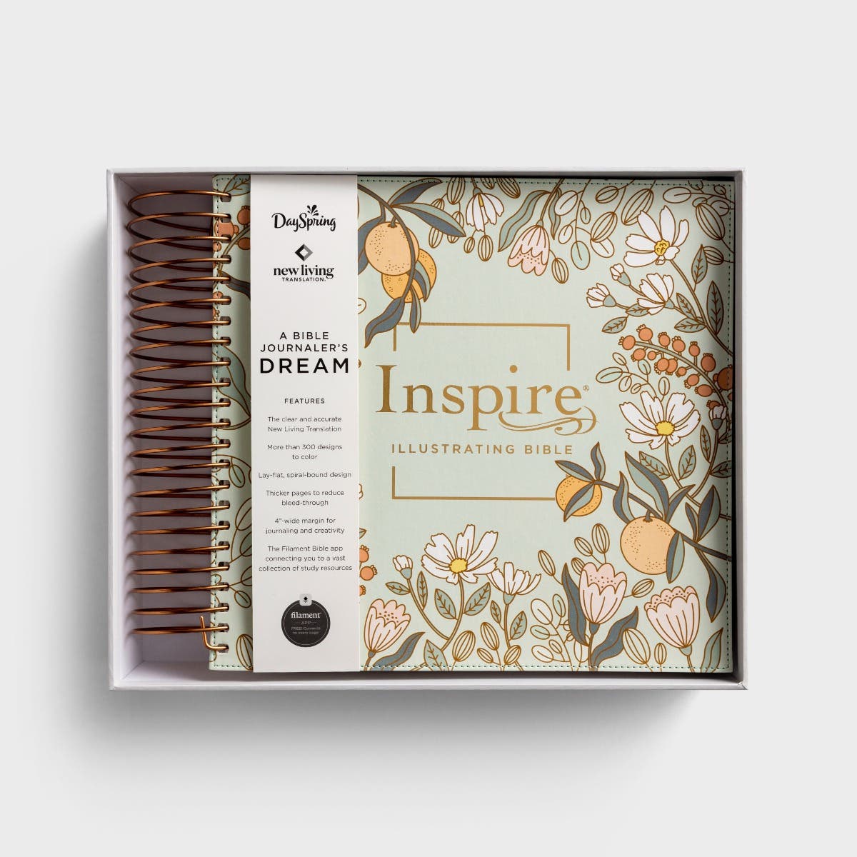 NLT Dayspring Inspire Illustrating Bible (Spiral Bound, Mint Floral Garden, Filament Enabled) [Book]