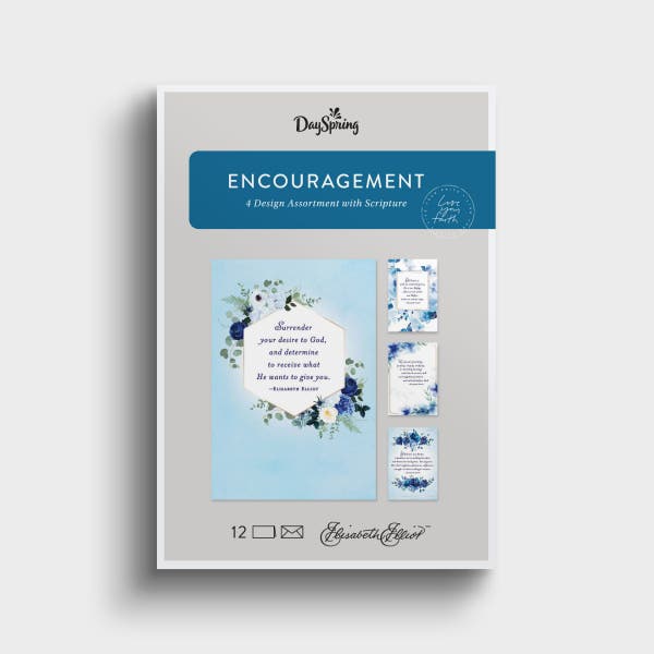 Elisabeth Elliot - Encouragement - Blue Florals - 12 Boxed Cards and Envelopes