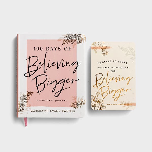 Marshawn Evans Daniels - 100 Days of Believing Bigger - Devotional Journal and Prayers to Share Set