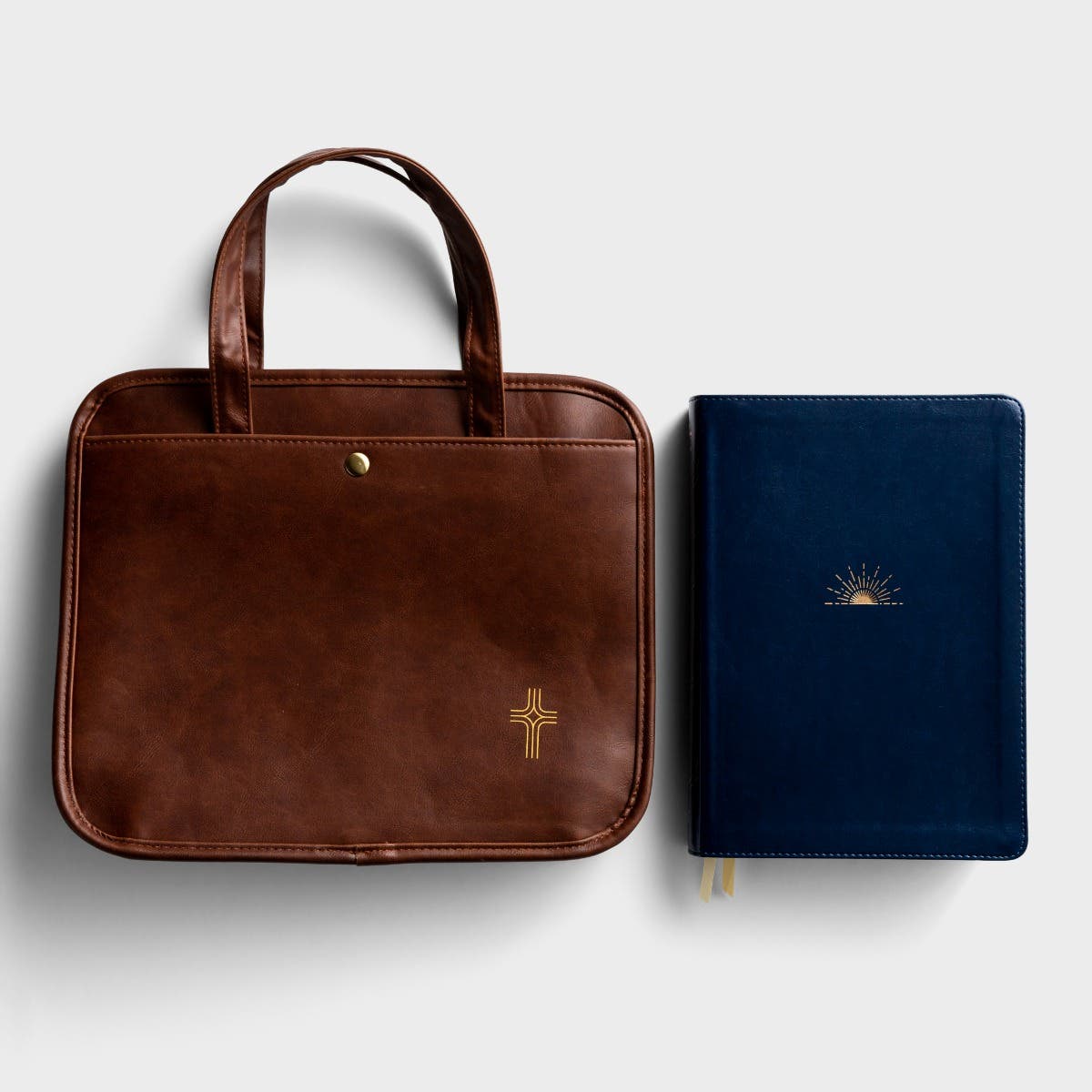 DaySpring Hope & Encouragement Navy Bible & Gold Cross Faux leather Bible tote