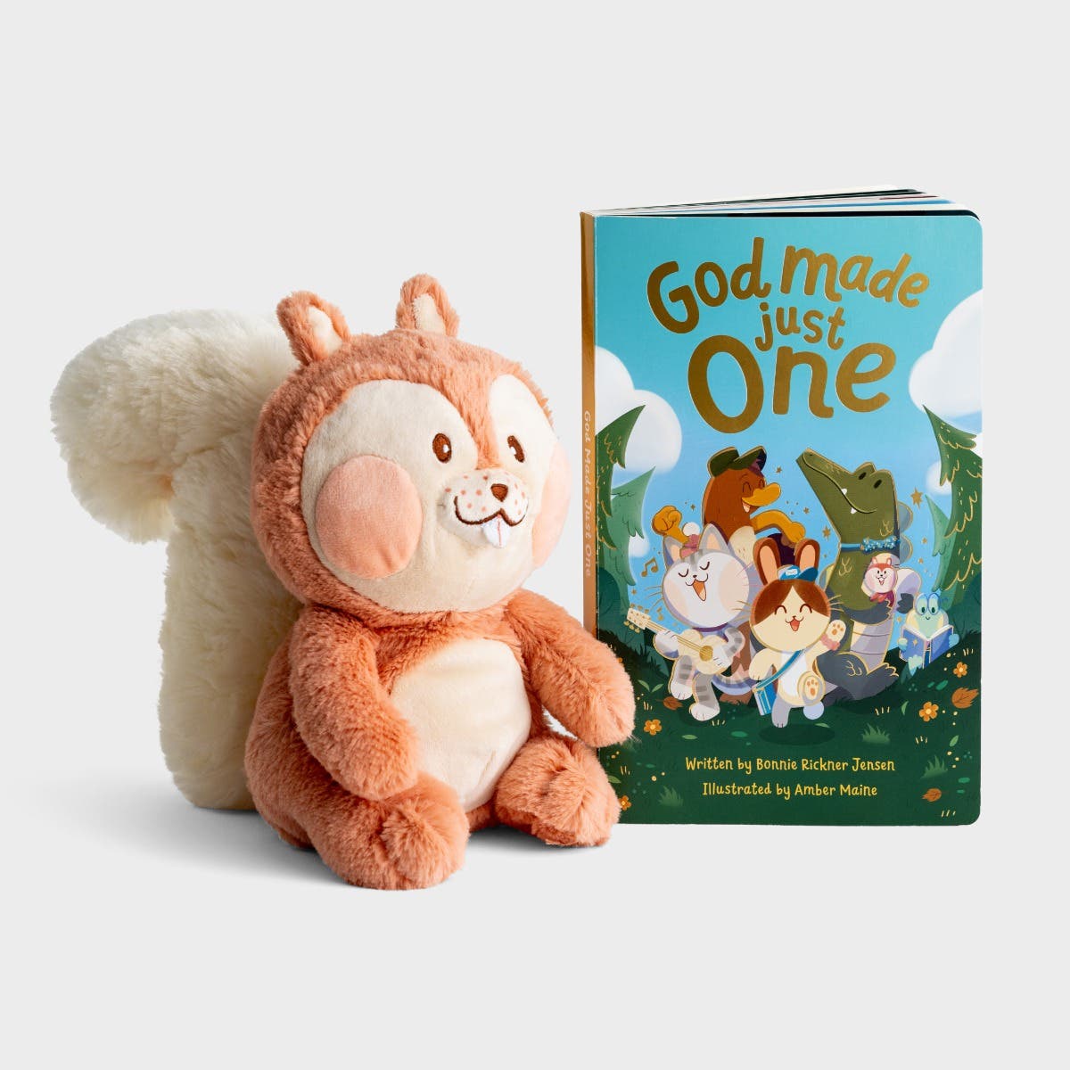 God Made Just One - Board Book + Nutmeg the Squirrel Plush - Gift Set
