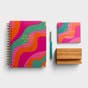Mary Square - Devotional Journal + Teal Pen + Boldness of Faith Scripture Block Set
