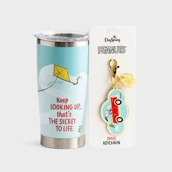 Peanuts® Smile Keychain + Keep Looking Up Tumbler Set