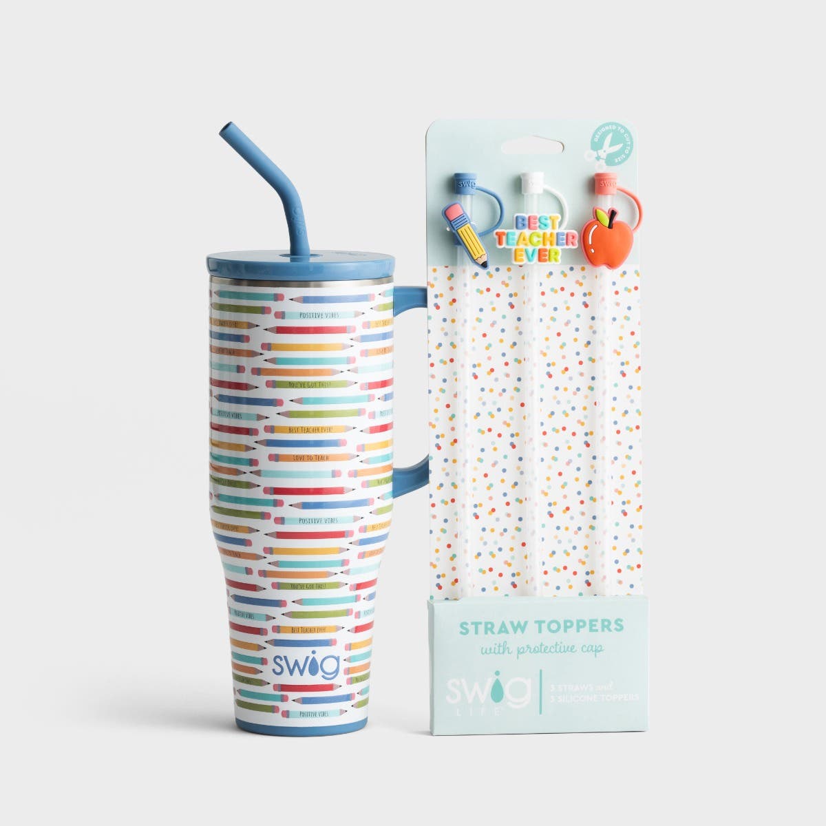 Swig - Teacher Life Mega Mug + Straw Topper Set
