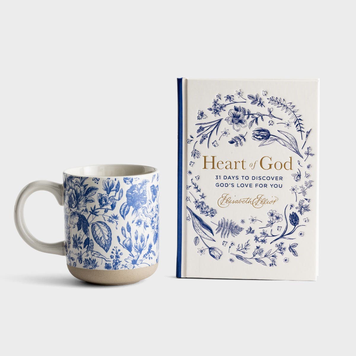 A Heart for God Devotional Book + Delft Floral Mug - Gift Set