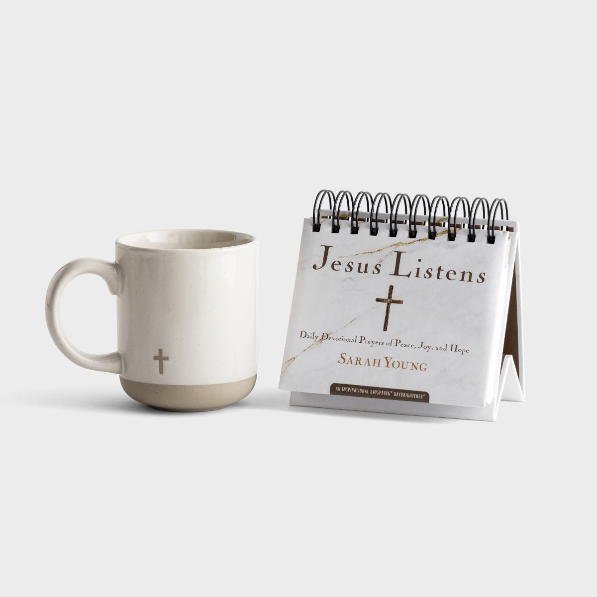 Jesus Listens Perpetual Calendar + Cross Icon Mug - Gift Set
