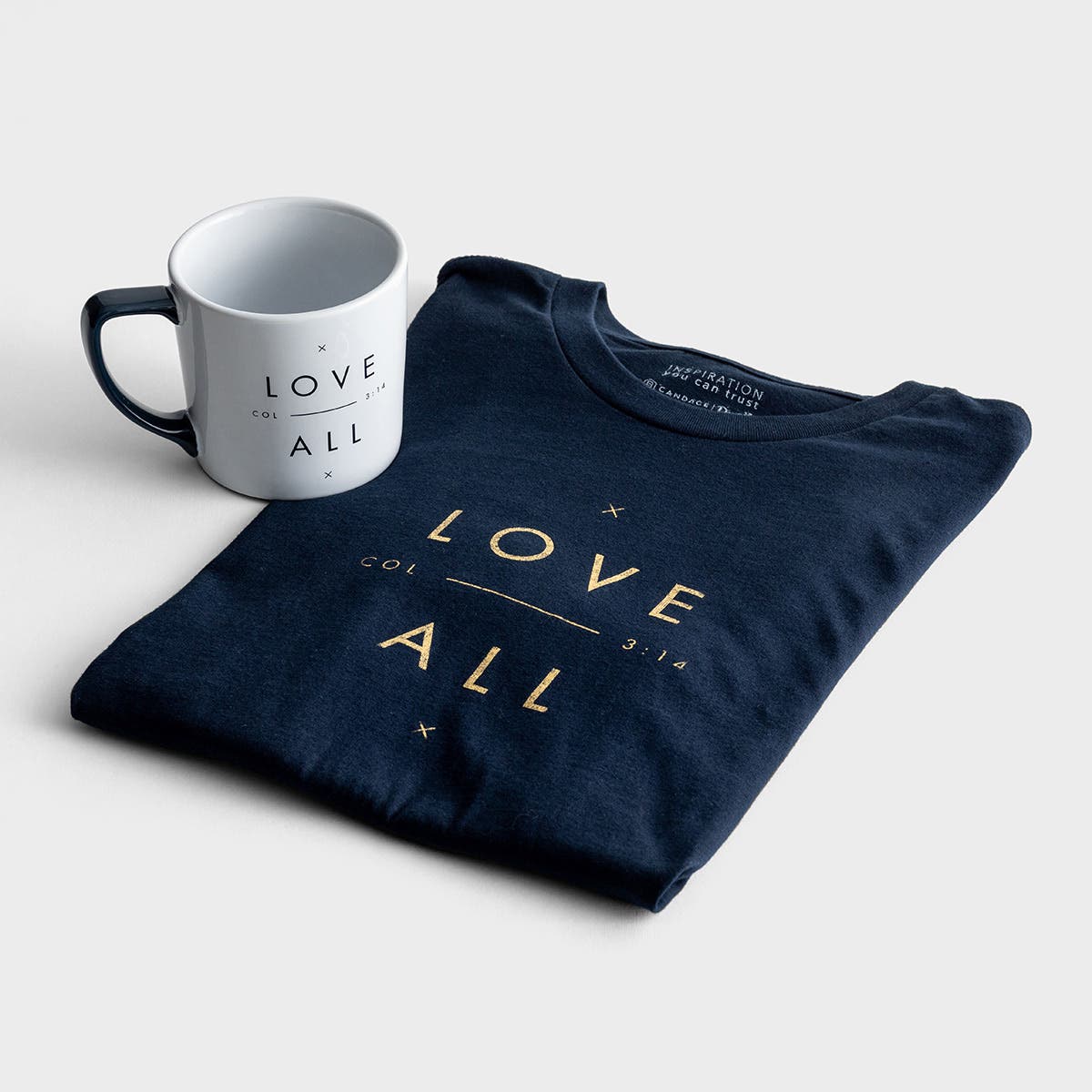 Love Over All - Mug and Navy T-Shirt - Gift Set