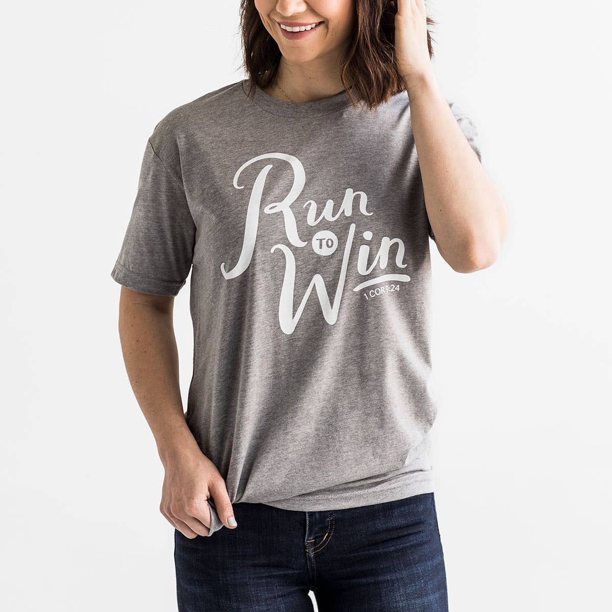 Run to Win - Gray Live Your Faith T-Shirt