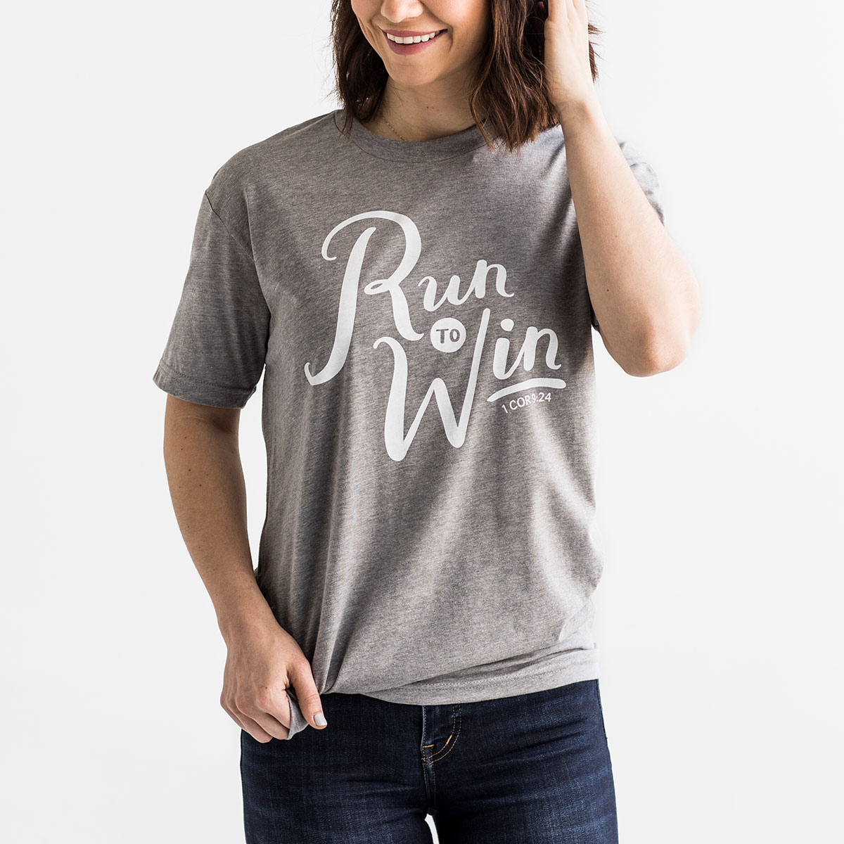 Run to Win - Gray Live Your Faith T-Shirt