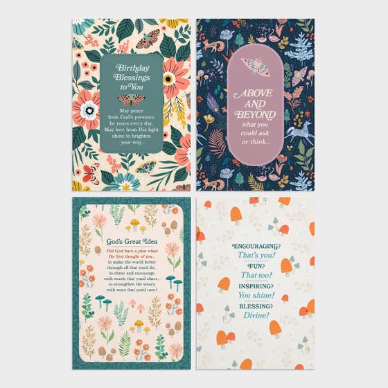 Happy Birthday - Floral Design - 12 Boxed Cards 