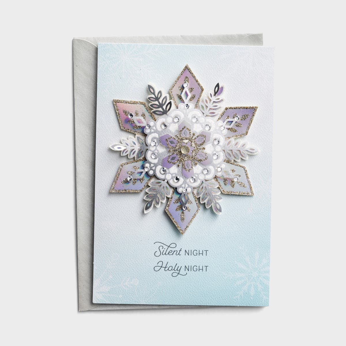 Christmas - For Anyone - Snowflake Silent Night - 1 Premium Greeting Card