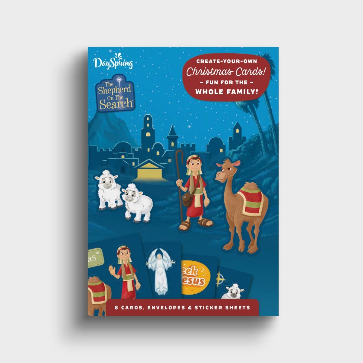 Shepherd on the Search - 8 Interactive Sticker Christmas Boxed Cards and Envelopes
