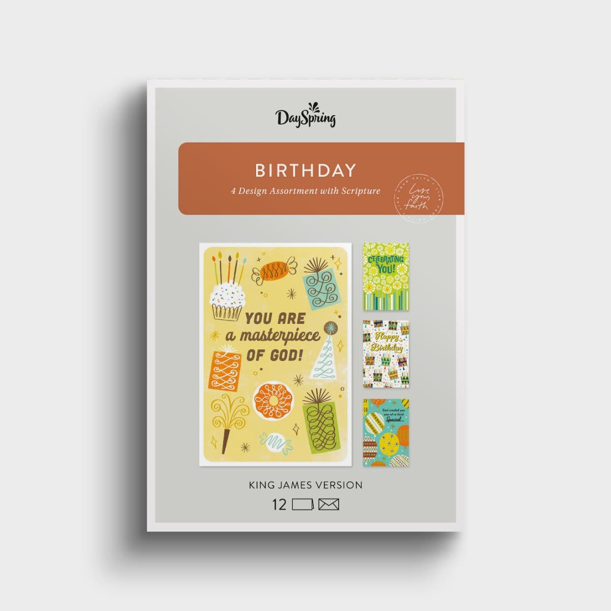 Birthday - Festive Assortment - 12 Boxed Cards and Envelopes, KJV