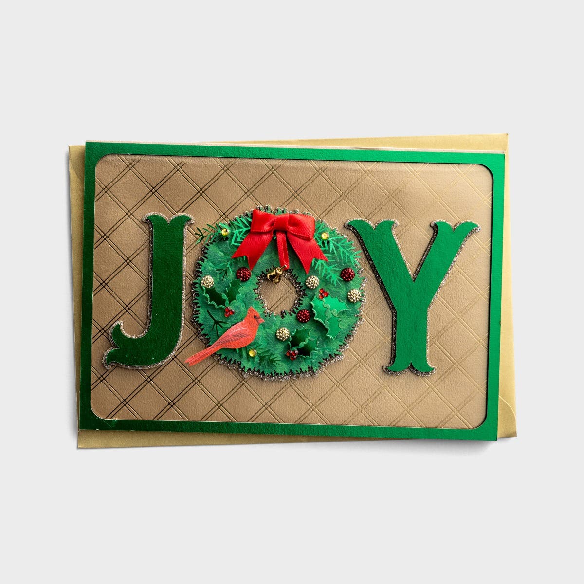 Christmas - For Anyone - Joy Wreath - 1 Premium Greeting Card
